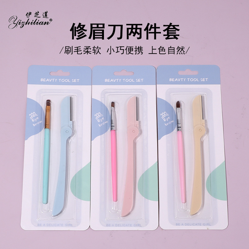 Set de afeitado de cejas con brocha, cuchilla y herramientas de maquillaje