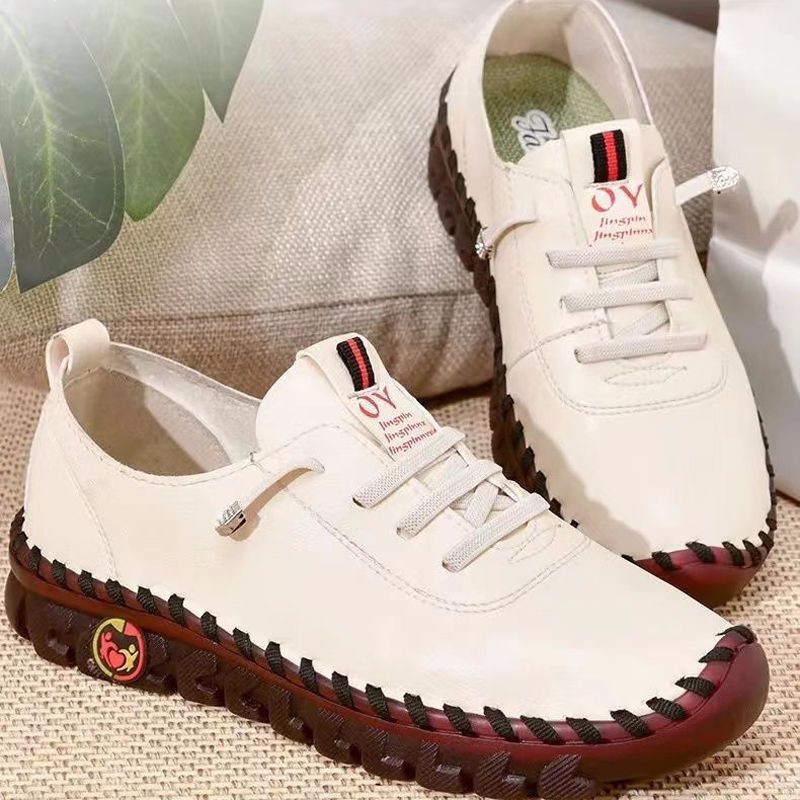 Transfronterizo casual versátil Amazon mano de costura zapatos de mujer tendón suave madre 2024 primavera y otoño zapatos casuales planos image 3