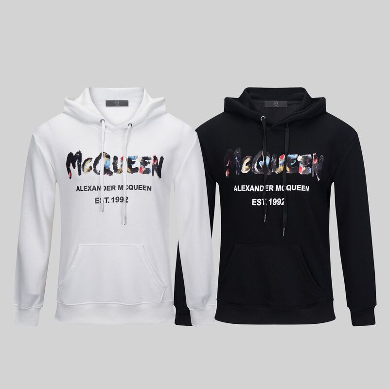 McQueen Hoodie Cross-border Trendy Brand Alexander Mcqueen Letter Graffiti Colorful Men's and Women's Hooded Sweater