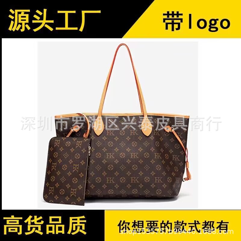European and American Big Brand Leather Women's Bag Old Flower logom & lv Tote Bag neverfull Shopping Bag nano Pillow Bag