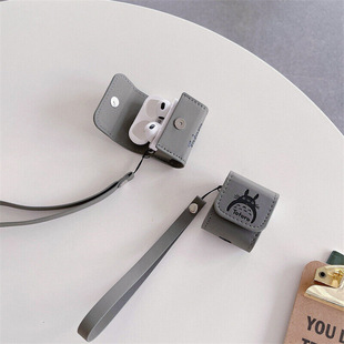 Anime Cartoon Totoro Headset Leather Case Hand Rope Bluetooth Headset Storage Bag for AirPods Pro