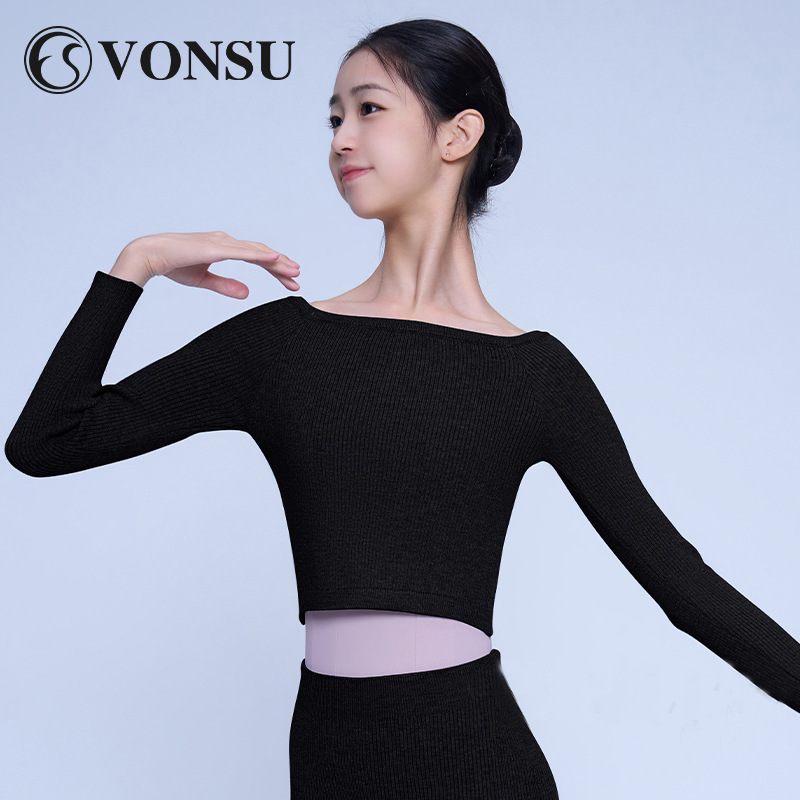 Fanshu Autumn and Winter Dance Sweater Jacket Finger Collar Ballet Practice Clothes Outer Long Sleeve Adult Female Children