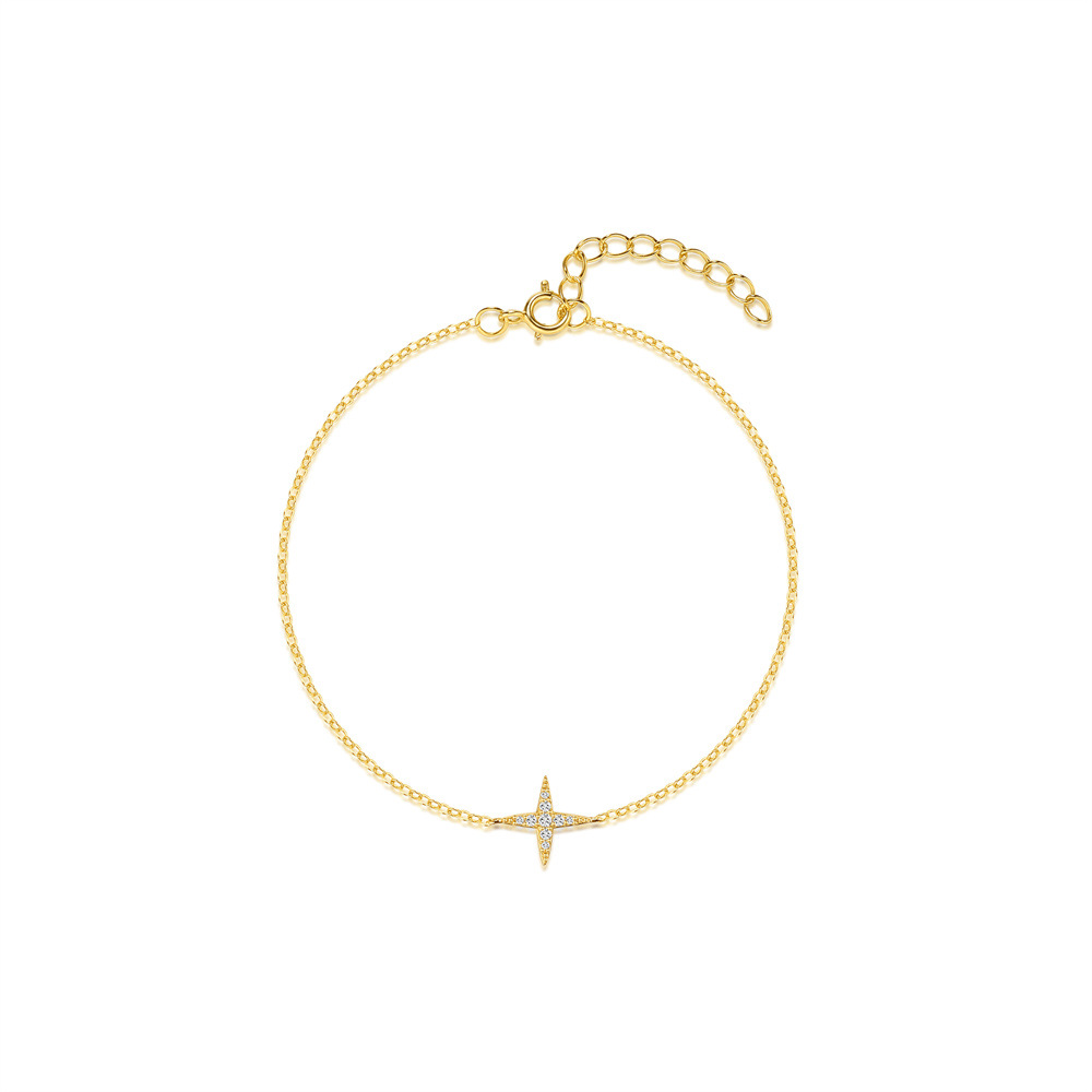 Inlay Design Simple Style Style 1 Piece 925 Sterling Silver Star Zircon 925 Sterling Silver Bracelets