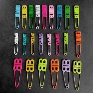 Cross-border source fluorescent paint colorful letter pattern pin multi-functional DIY socks pin trend fashion clothing