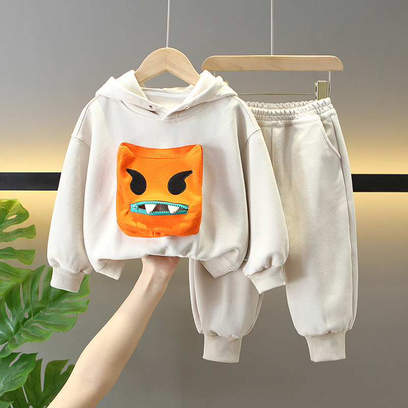 6131 Traje de otoño para niños 2025 nuevo traje de dos piezas de suéter con estampado de dibujos animados para niños de primavera y otoño para niños