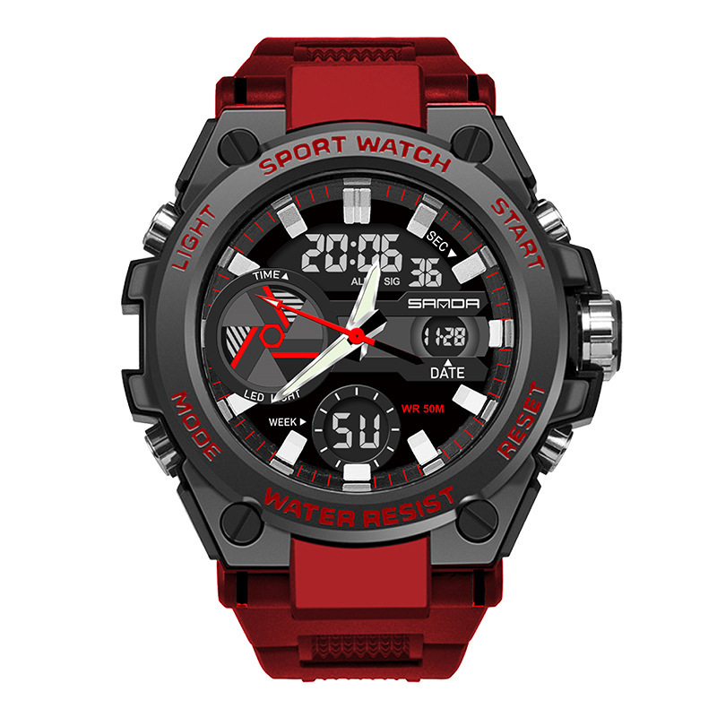 SANDA 3311 estudiante masculino tendencia de la moda juvenil hombres multi-funcional luminoso impermeable reloj electrónico
