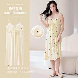 [带胸垫】夏季新款莫代尔女吊带睡裙性感甜美女家居服图片色其他