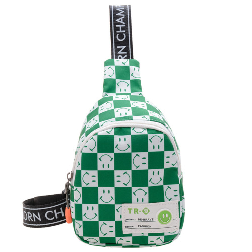 Children's bags, cute boys' cross-body bags, fashionable and personalized checkerboard small chest bags, handsome baby printed shoulder bags