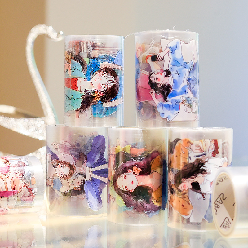 Serie de años suaves Personajes pequeños y frescos troquelados de aceite especial Cuentas de mano Material de collage de decoración de bricolaje Cinta de mano