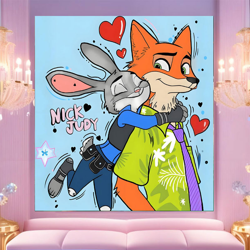 20 * 20 Crazy Zoo City pintura digital a mano diy dibujos animados pintura a mano Judith Decoration