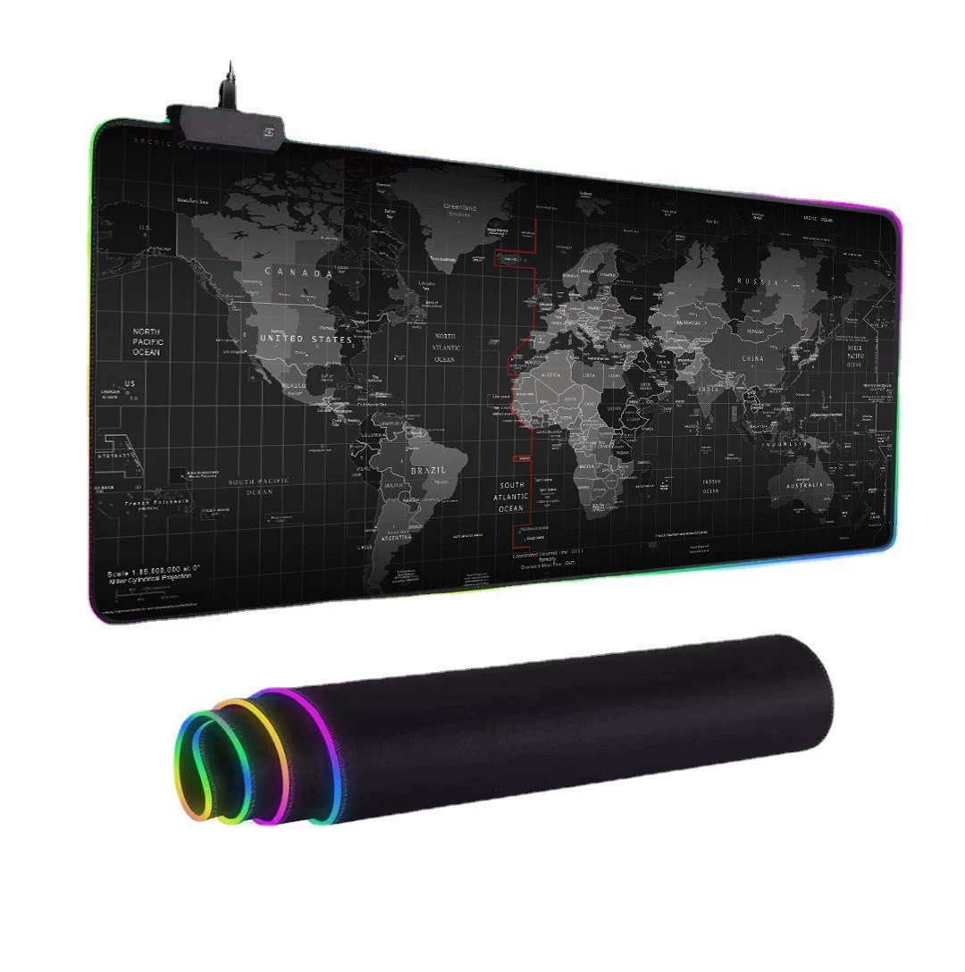 Glowing big mouse, gaming keyboard, waterproof table mat, wristband, increased thickness
