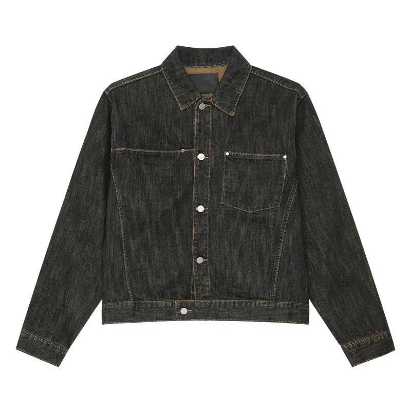 Mtlclothes ropa de Hombre | 2024 primavera nueva simple Ming serie línea diseño solapa retro amarillo Denim traje