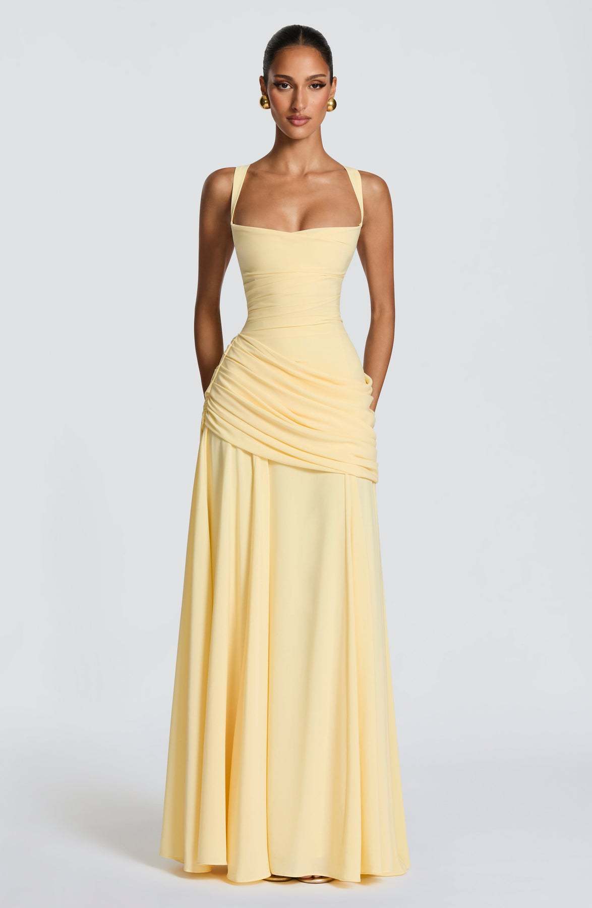 Women's Clothing High-Waisted Pleated Dress Elegant Resort Style Square Neck A-Line Full Skirt Spring For Formal & Casual For Women_ecoleips.com
