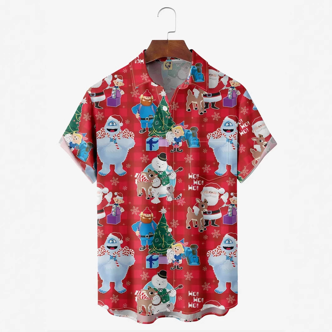 Camisa transfronteriza de talla extra grande para hombre nueva impresión 3D tendencia casual con bolsillo de solapa de manga corta