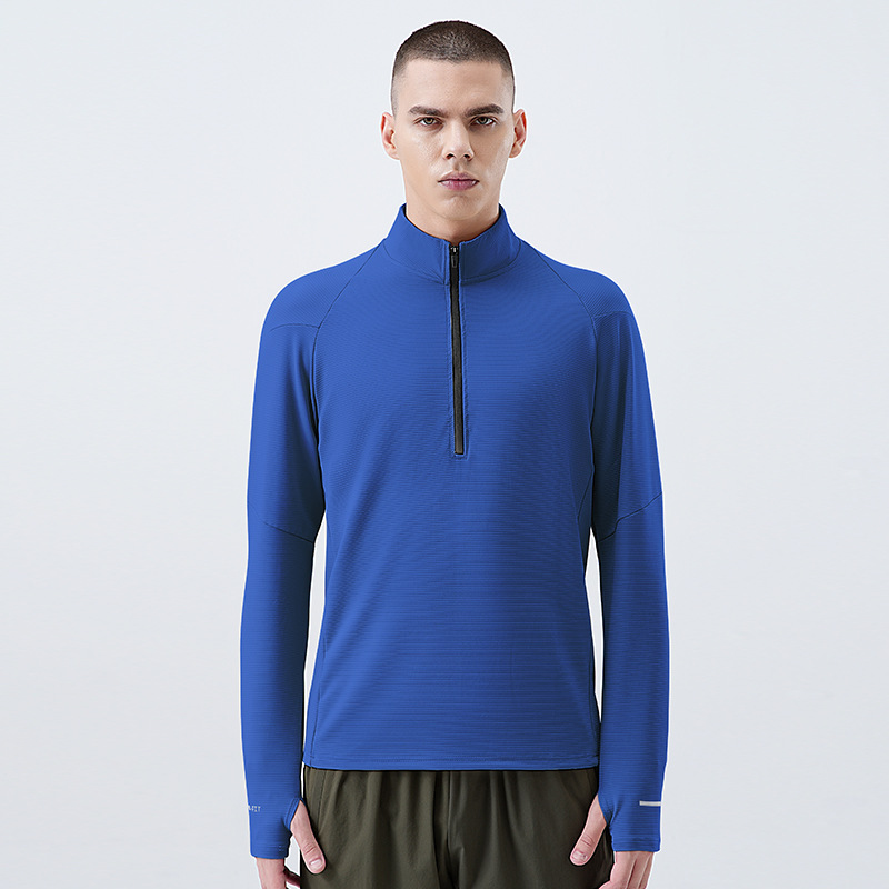Camiseta de manga larga deportiva de secado rápido para hombres corriendo ropa de secado rápido fitness al aire libre media cremallera ciclismo entrenamiento deportivo top image 10