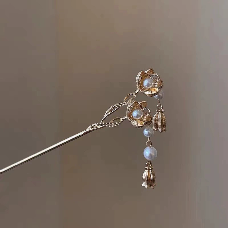 Китайская заколка HanfuHairgrip, цветы и кисточки, аксессуар для волос, 22 см, легкий