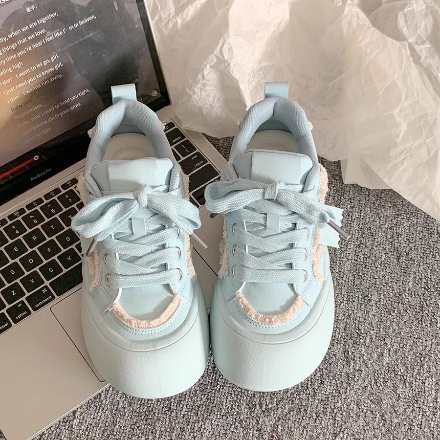 Versatile Spring-summer Original Women's 2025 New Model, Thick-soled White Sneakers, High-appearance Bread , Niche_vogvips.com