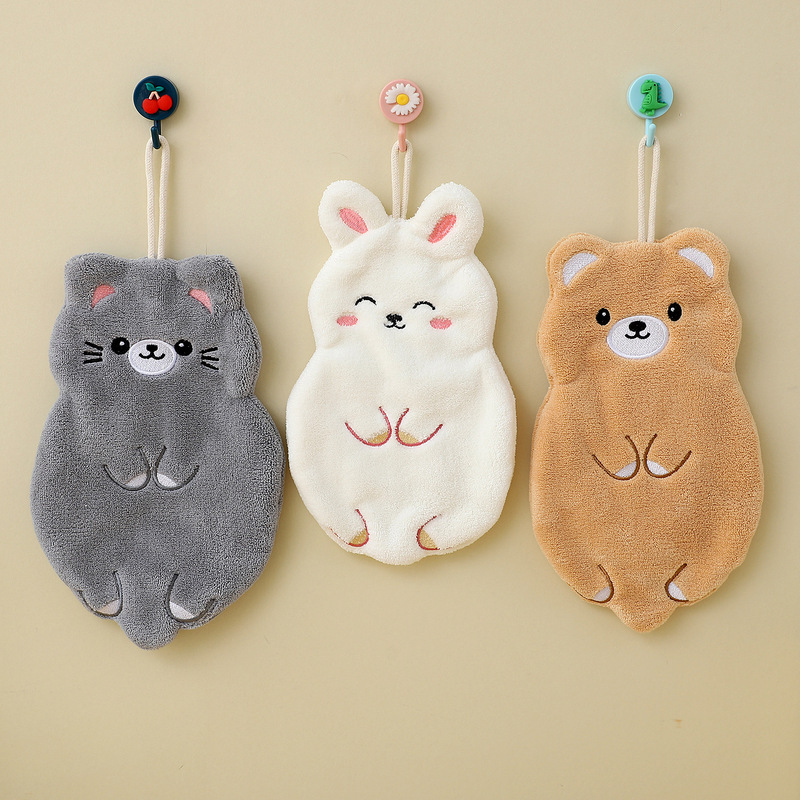Factory wholesale cute cartoon household kitchen towel hanging super large animal absorbent quick-drying cute fun towel