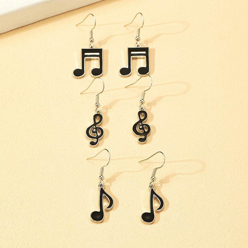 1 Set Simple Style Notes Enamel Alloy Drop Earrings display picture 2