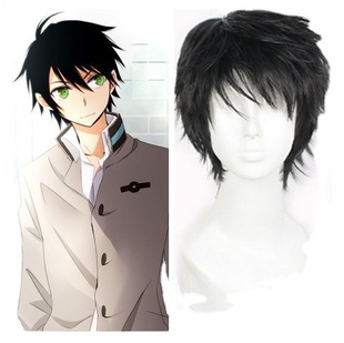 Spot Amazon anti-warped anime Black non-mainstream fluffy wig short hair oblique bangs fashion boys fake head cover