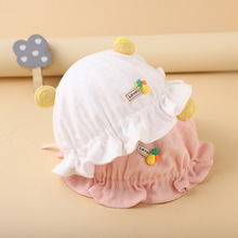 婴儿帽子春季薄款纯棉可爱可调节公主帽女宝宝婴幼儿渔夫帽胎帽