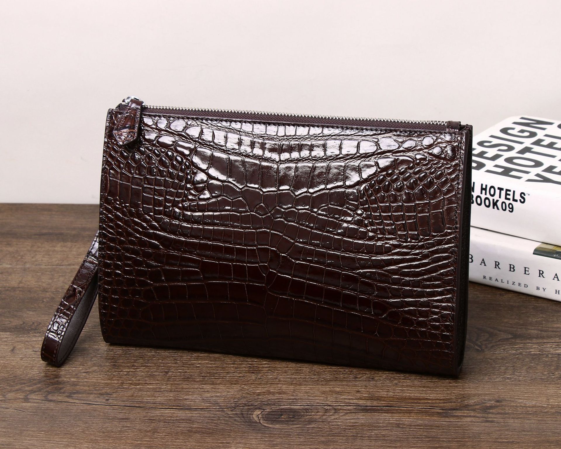 Túi clutch nam da bò vân da cá sấu phong bì công sở sang trọng chi tiết 3