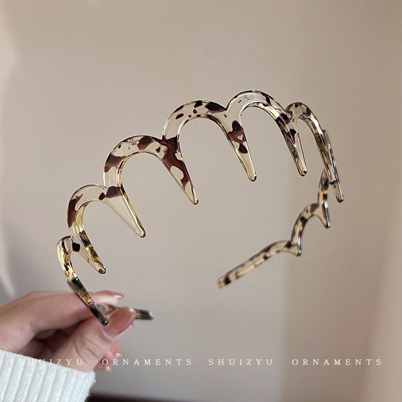 Banda para el cabello ondulado de alta gama para mujer otoño e invierno, cara de cabeza alta, cabello comprimido, horquilla, todo fósforo, diadema pequeña, tocado