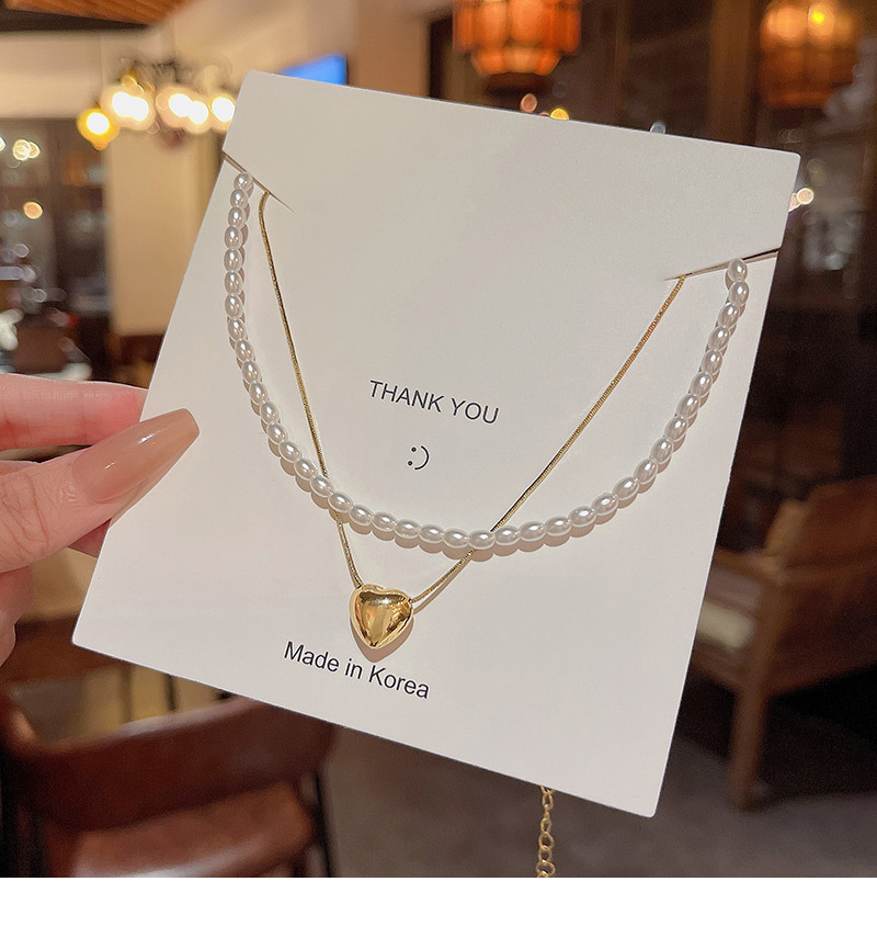 Simple Style Heart Shape Copper Plating Layered Necklaces 1 Piece