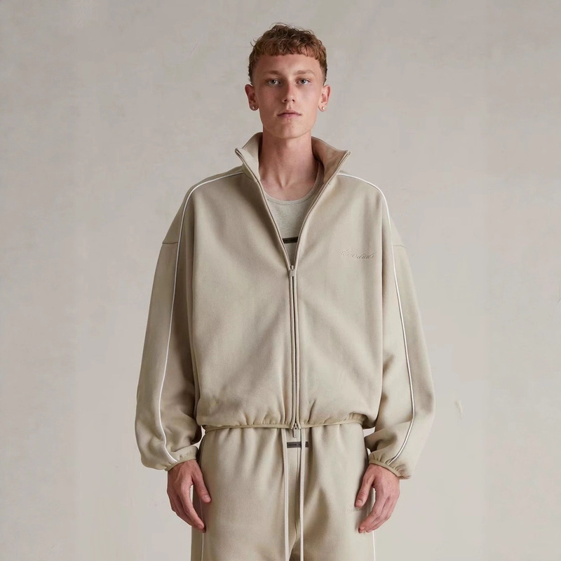 Fog Essentialshhh Embroidered High Street Loose Zipper Stand Collar Turtleneck Sweatshirt Men's Jacket Women's Heavy Trend