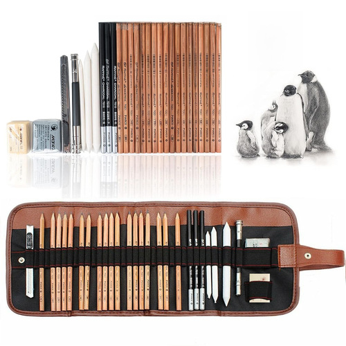 Cross-border Marco 29-piece sketch pencil set for beginners, 18 sketch pencils, tool and mat set
