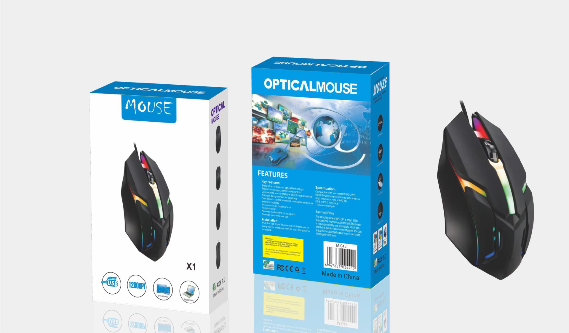 Fábrica de ratón cable transfronterizo al por mayor neutral de negocios computadora portátil de escritorio USB ergonomía