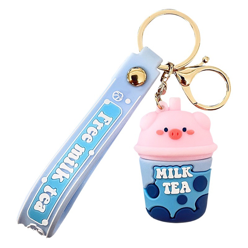 Lindo Xu Zhen leche de cerdo té creativo de dibujos animados llavero coche mochila bolsa todo partido pequeño colgante de moda pequeño regalo al por mayor