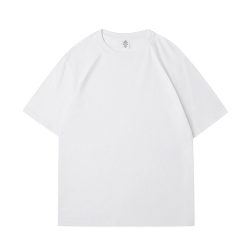 Heavyweight short-sleeve T-shirt summer crew neck 230g pure cotton youth T-shirt for men and women, small collar, solid color