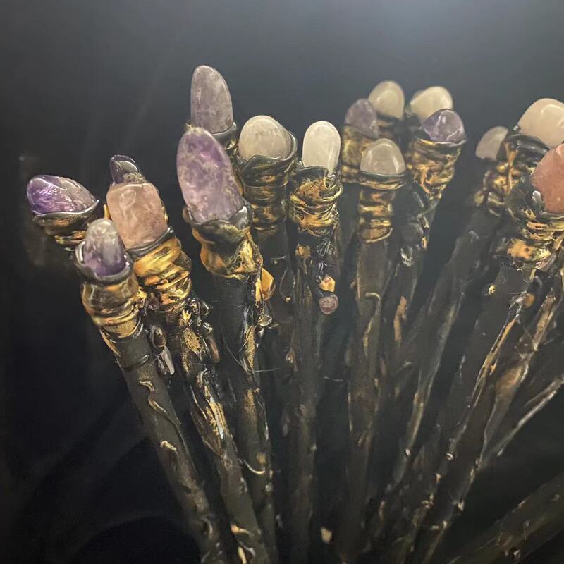 FHSJP 天然水晶魔法棒单尖白水晶权杖 草莓晶粉水晶棒Wicca仪式道具 魔法 图 9