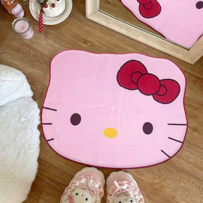 Bedroom Decoration Non-Slip Cooling Bathtub | Avtomobil döşəmə paspasları - rose-pink-hello-kitty-flat-imitation-cashmere-4060cm-skin-friendly-imitation-cashmere