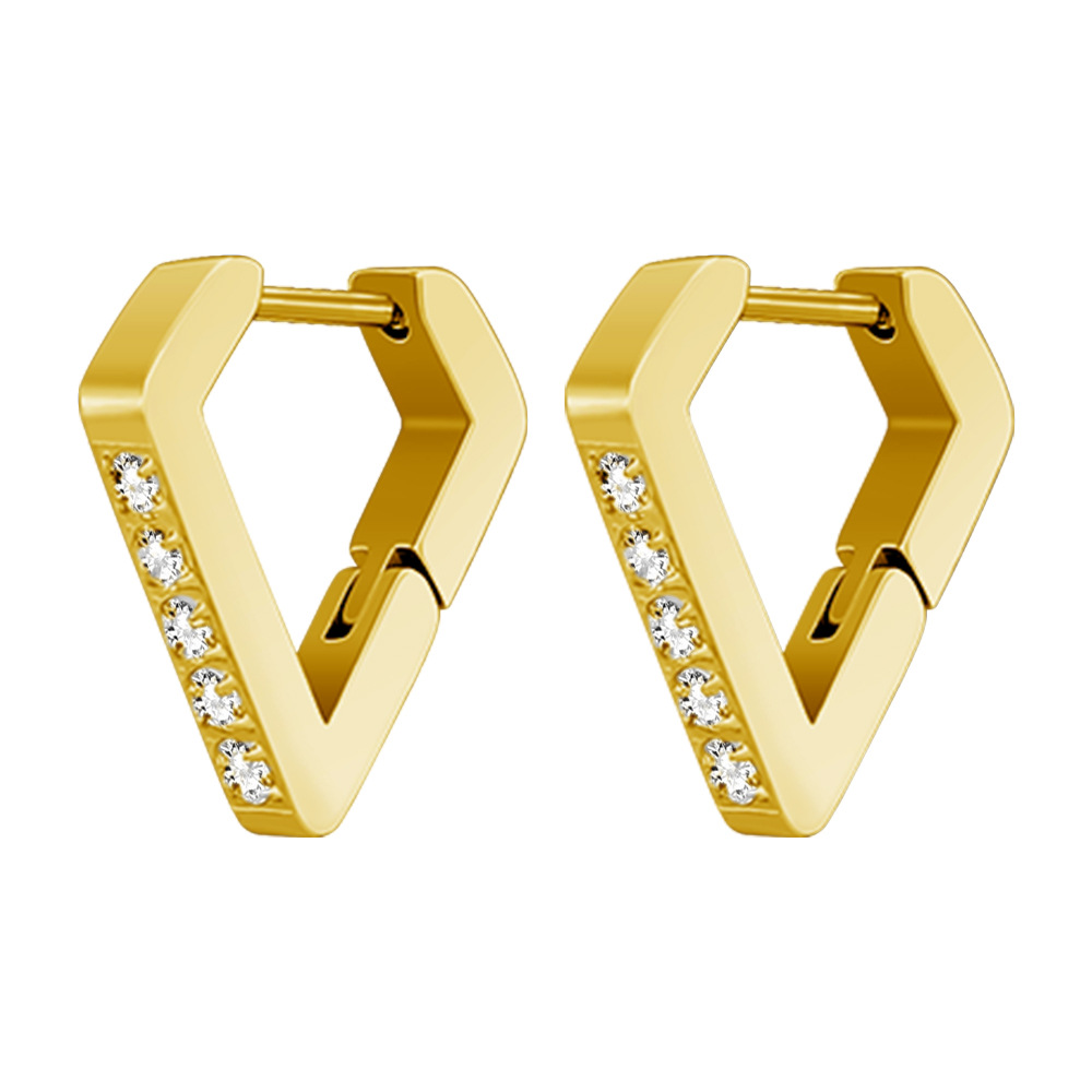 Pendientes hexagonales geométricos de acero inoxidable en forma de U, pendientes sencillos, clips triangulares cuadrados de acero de titanio.