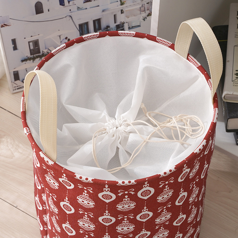 衣物整理储物筐 卧室杂物收纳篓帆布面料 可折叠外放收纳筐内衬