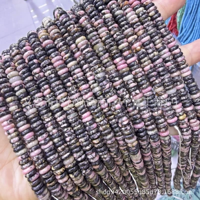 Zərgərlik ara hissələri | Crystal Abacus Beads Spacer Beads - natural-black-lines-and-red-lines-26mm