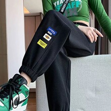 胖华夫格运动裤男女春夏季薄款卫裤宽松休闲裤子哈伦新款束脚裤