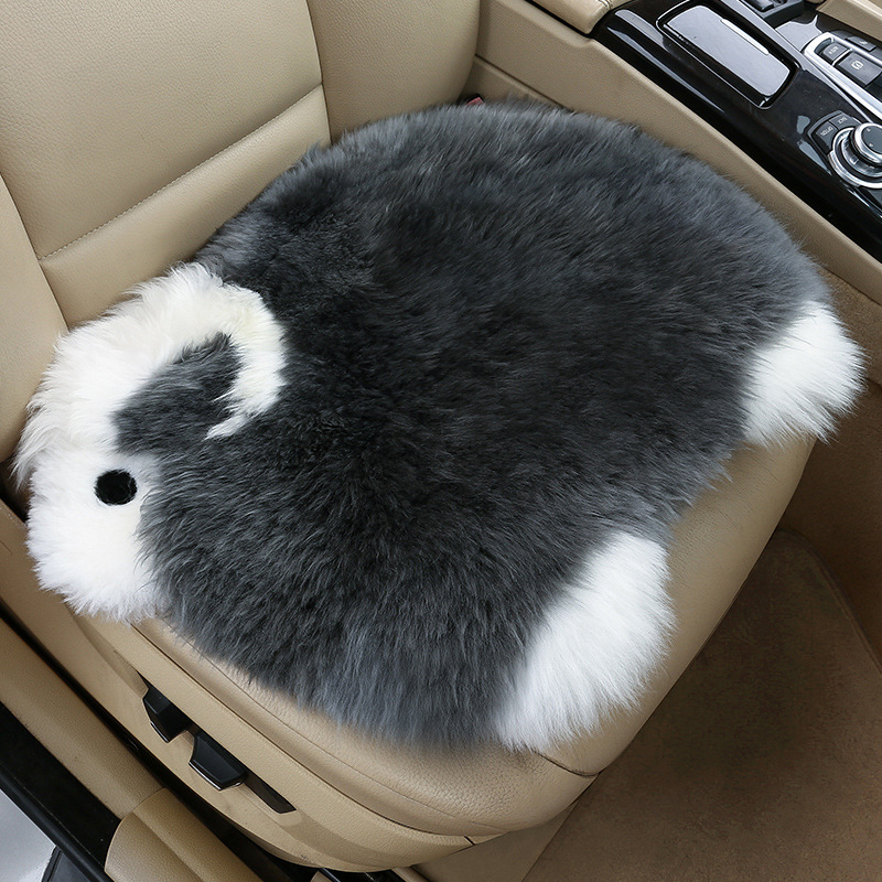 New car plush cushion winter plush backless pure wool warm single seat thick cute seat cushion