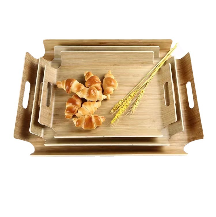 Paleta de pan comercial de madera para hornear bandeja de exhibición rectangular para pastel de panadería bandeja de comedor