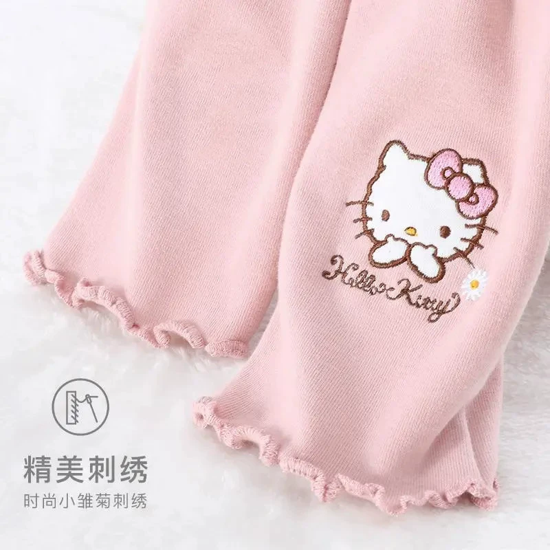 Hello Kitty, осенние плотные леггинсы, модные детские штаны для девочек, западный стиль, детская одежда