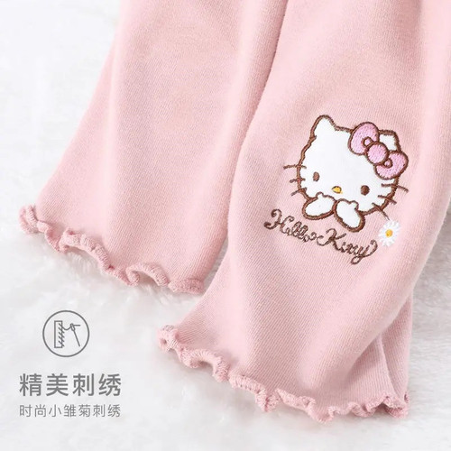 Hello Kitty Girls Leggings Spring and Autumn New Style Baby Girl Trousers Wear Outerwear Fashionable Children's Wear Pants