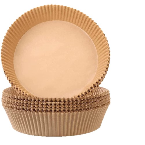 100 sheets of air fryer-specific paper—household oil-absorbing paper mats, square and round silicone oil-coated paper, single-use food-grade paper