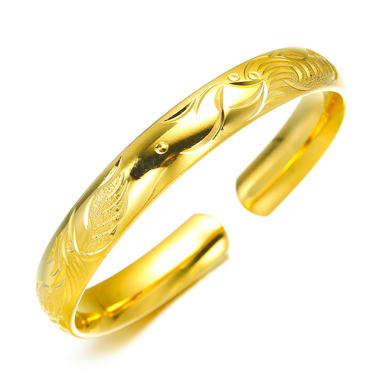 Shajin em todo o céu estrela suave dragão e fênix abertura pulseira simulação jóias de ouro 10n espessamento pulseira fornecimento ao vivo_voghion.com