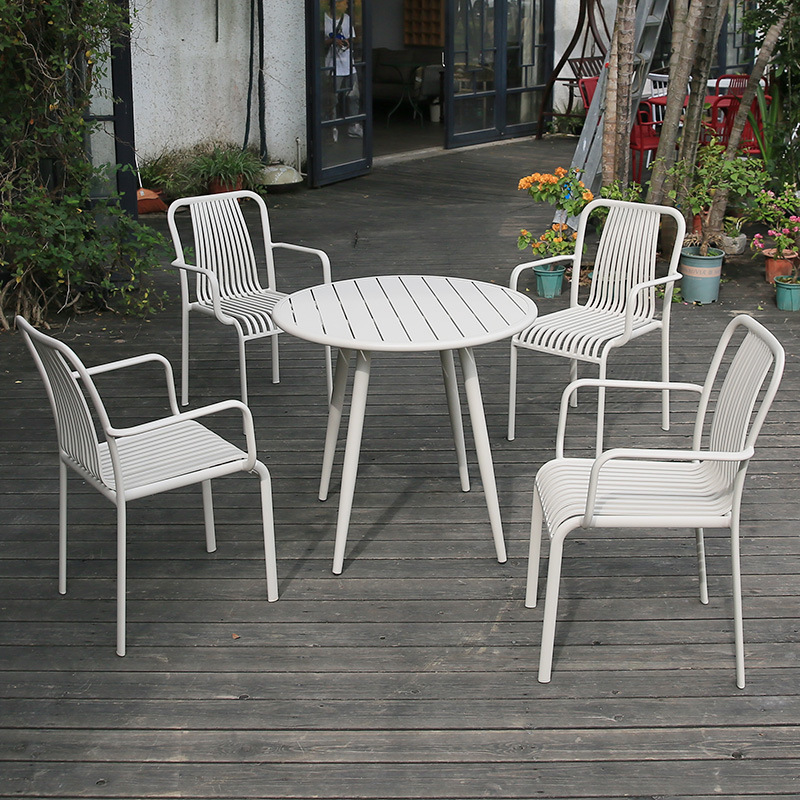 Combinación de mesa y silla al aire libre jardín al aire libre cafetería al aire libre colorido Patio de aluminio al aire libre ocio balcón pequeña mesa y silla image 12