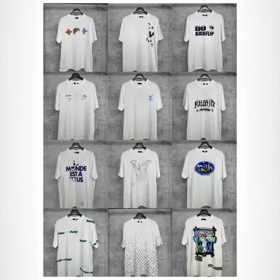 Cross-Border Export Lujia Short-Sleeved 25 Summer New Printed Letter Series Round Neck Casual Sports T-Shirt for Men and Women