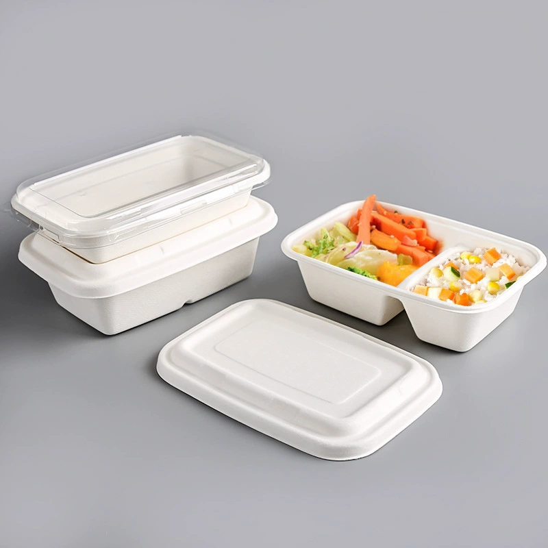 Disposable biodegradable pulp paper lunch box eco-friendly light meals bento box salad sushi takeaway container cutlery