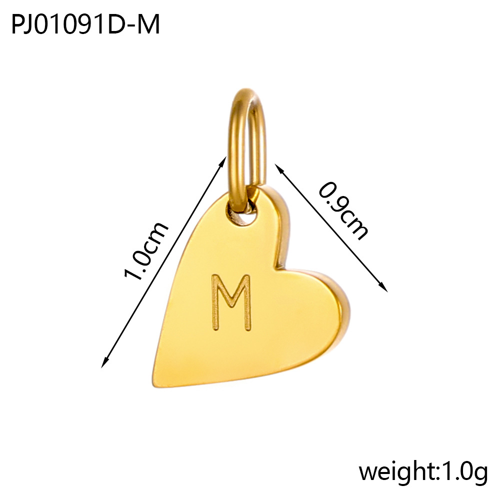 4g Weight Pendant Jewelry Making Type DIY Ornament Accessories Classification 1 Piece, 1 Set Quantity 304 Stainless Steel Material Letter, Heart Shape Pattern All Seasons Season Plating Design Simple Style Style 1 Piece 1 Set 304 Stainless Steel Letter Heart Shape Pendant 15
