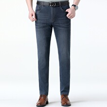 2025春夏薄款男式牛仔裤青中年直筒休闲简约时尚潮流百搭男装裤子